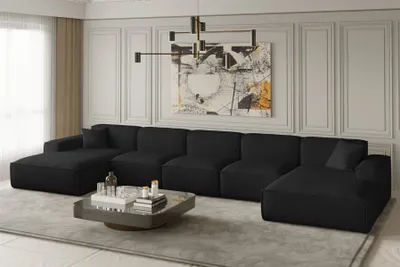 Produktbild von Wohnlandschaft U-Form CELES XL in Stoff Opera Velvet Schwarz