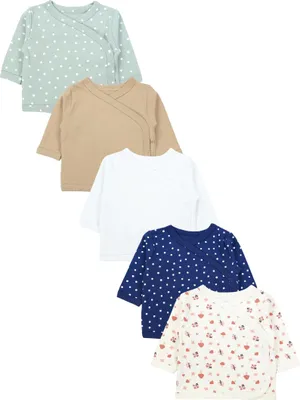 Produktbild von TupTam Baby Mädchen Langarm Wickelshirt Baumwolle 5er Set, Farbe: Blau_Braun_Weiß_Grün_Pilze, Größe: 56