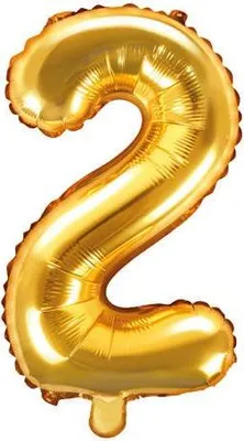 Zdjęcie produktu dla Balon foliowy Cyfra 2, 35cm, złoty