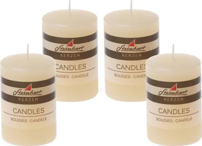 Produktbild von 4er Set Adventskranzkerzen "Raureif" Creme 80/58 mm