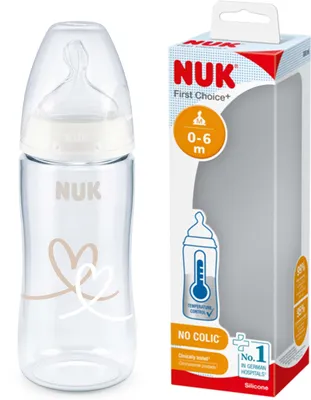 Produktbild von NUK First Choice Trinklernflasche | 0-6 Monate | Temperaturkontrolle | Sauger aus Silikon | Kolik-Ventil | -frei | 300 ml