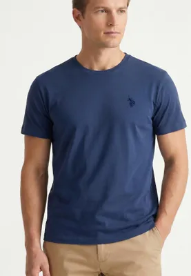 Zdjęcie produktu dla T-shirt męski U.S. POLO ASSN., 100% bawełna, kolor granatowy, z haftowanym logo