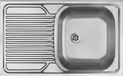 Produktbild von Stahlspülbecken, 1-Becken mit Abtropffläche, links - aufgesetzt - satin