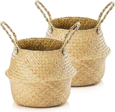 Produktbild von Gepolst 2er Set von Pflanzkästen, Hängekörben, Wäschekörben, Hängematten, Naturkörben, Pflanzkästen, Hängekörben, Wäschekörben, Hängekörben für Decken, Hängekörben für Pflanzspielzeug (XXXL: 45x36cm)