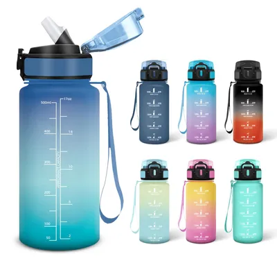 Produktbild von Trinkflasche mit Strohhalm, 0,5 Liter, BPA-frei, für kohlensäurehaltige Getränke