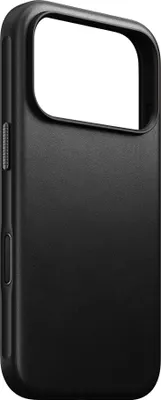 Image de Nomad Modern Cuir Coque iPhone 17 Pro – Bouton de Contrôle de la Caméra en Cristal de Saphir – Boutons en Aluminium Recyclé – Cuir Standard de Nomad - Noir