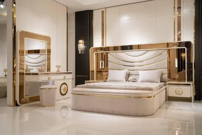 Produktbild von Elegantes Schlafzimmer Set aus Holz in Weiß mit Nachttischen