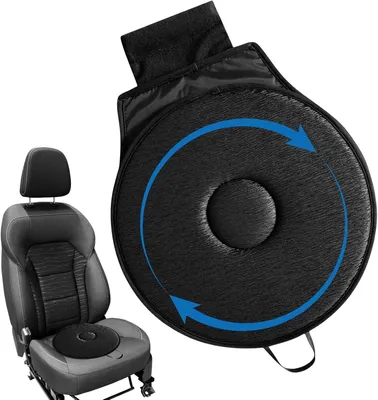Produktbild von Autositzkissen, 360 ° Drehbares Autositzkissen, Rutschkissen, Auto Drehkissen, Rundes Kissen Plattenspieler für Auto Kissen Stuhl Hocker, Schwarz