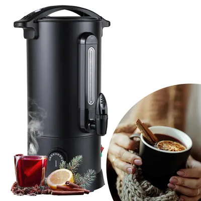 Obrázek produktu pro Ikodm, ohřívač svařeného vína, objem 10 litrů, výkon 1800 W, termostat 30–110 °C, kohoutek, černá barva