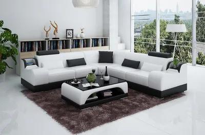 Zdjęcie produktu dla Sofa Narożna Do Salonu W Kształcie Litery L Tapicerka Skórzana