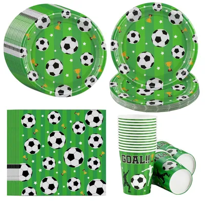 Productafbeelding van 48 Stuks Voetbalfeest Servies voor Kinderen