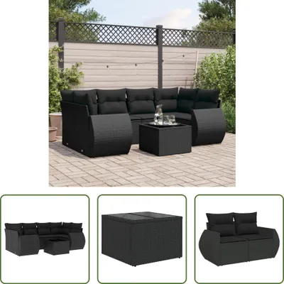Produktbild von The Living Store 7-tlg. Garten-Sofagarnitur mit Kissen Schwarz Poly Rattan