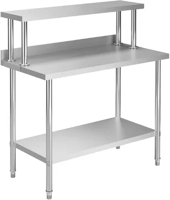 Produktbild von Küchen Arbeitstisch mit Aufsatzboard 120 x 60 x 120 cm Edelstahl, Gastro Tisch mit Aufkantung, Nivellierfüße, unterem Regal, für Küche Restaurant Catering