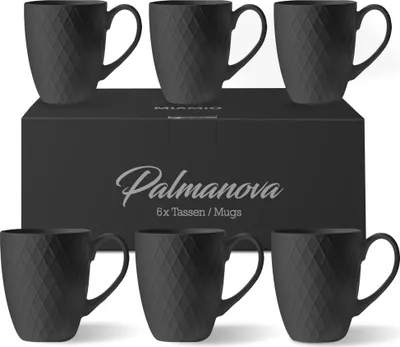 Produktbild von MIAMIO – 6 x 400 ml – Kaffeetassen Set / Becher– Moderne Keramik Matt  Schwarz