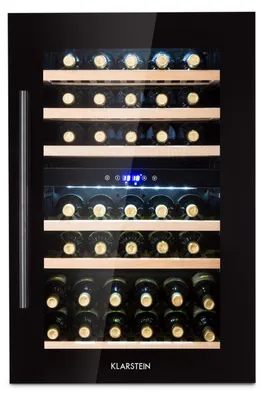 Produktbild von Klarstein Weinkühlschrank 2 Zonen, 132L Getränkekühlschrank, Kleiner Einbau-Weinschrank Schmal, Wein-Kühlschrank mit Glastür, Outdoor Flaschenkühlschrank, Wine Fridge 5-22°C, 35 Flaschen
