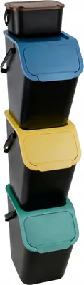 Produktbild von Abfalleimer-Set, 4-teilig – 25 Liter mit Deckel und Klickverschluss für eine effiziente Mülltrennung