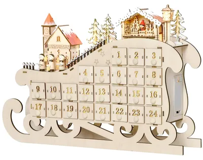 Produktbild von HOMCOM Adventskalender Weihnachtsdekoration 24 Schubladen LED Schlitten
