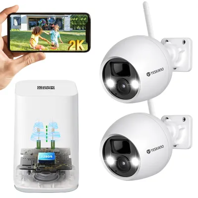 Zdjęcie produktu dla 4-megapikselowa kamera monitoringu do użytku zewnętrznego, zasilana akumulatorem, kamera Wi-Fi, przeznaczona do użytku na zewnątrz, wyposażona w czujnik ruchu PIR, funkcją noktowizji i ochroną IP66