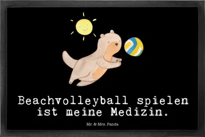 Produktbild von Mr. & Mrs. Panda Schmutzmatte Otter Beachvolleyball 40 x 60 cm - Schwarz - Geschenk, Bodenvorleger, Ballsport, Volleyball, fußmatte, Schmutzfangmatte, bodenmatte