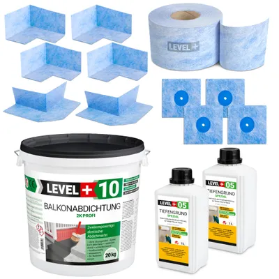 Produktbild von DichtSet 20kg Balkonabdichtung 2K Badabdichtung 25m Dichtband Tiefengrund SET29