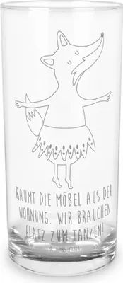 Produktbild von Mr. & Mrs. Panda Wasserglas Fuchs Ballerina 400 ml - Transparent - Geschenk, Yeah, Geburtstag, Longdrinkglas, Tanzen, Tumbler, Trinkglas, Party, Glas, Einladung