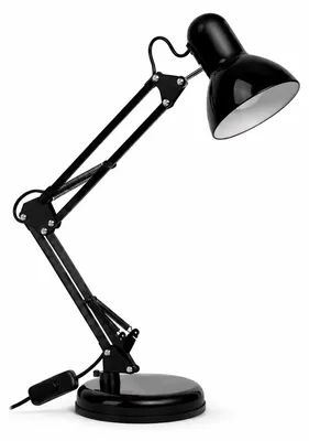 Productafbeelding van Verstelbare bureaulamp - Zwenkbare tafellamp - Verstelbare lampenkap - Geschikt voor kantoor en lezen - 220 V - Werkt op netstroom - Zwart