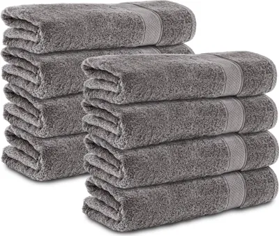 Produktbild von Komfortec 8er Handtuchset aus 100% Baumwolle, 8 Handtücher 50x100 cm Set, Frottee, Weich, Anthrazit