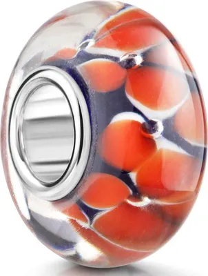 Produktbild von MATERIA by Matthias Wagner Glas Bead Blumen orange und Silber Hülse 822