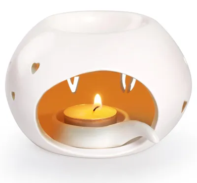 Keramik-Duftlampe mit Teelicht, weiß, 11 x 7 cm