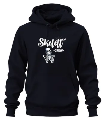 Immagine prodotto di Skelett Crew Halloween Totenkopf Gruselig Gothic Retro Party Unisex Hoodie Kapuzenpullover, Navy, M