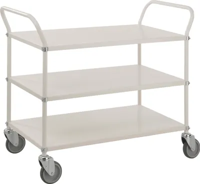 Produktbild von Kongamek Etagenwagen mit 3 Böden 900x440mm in Weiß mit Bremse
