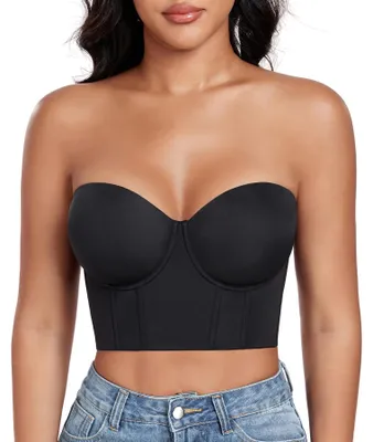 Produktbild von BH für Damen, Push-Up, trägerlos, mit Bügel, schwarz, Größe 85B