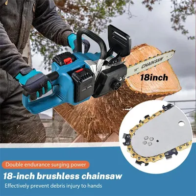 Produktbild von Akku-Kettensäge - 45,7 cm Schwert - 3000 W - Bürstenloser Motor - Für 18-V-Akku - 2 Akkus - Für Baumschnitt und Holzarbeiten