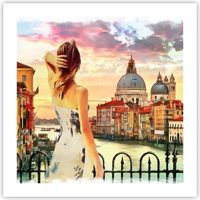 Produktbild von Poster - Poster ohne Rahmen - Venedig Brücke Wasser - 50x50 cm - Wand Bild - Wanddeko - Wandbilder - Kunstposter - Wandposter - Bilder - Kunstdruck - Wanddekoration - Wandbild - P2XAC50x50-3495