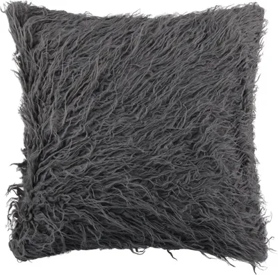 Produktbild von Kissenhülle 50x50cm mit verd. Reißverschluss, ( Grau ) Kissenbezug in Langhaar Optik, Dekorative Kissenbezüge, weicher Bezug für Kissen