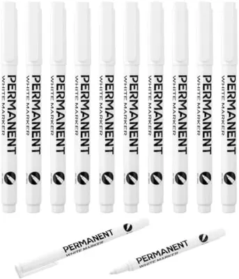 Produktbild von PromoHome® Permanente Acrylmarkerstifte Set - 10 Stück Weiß, wasserdicht und schnell trocknend