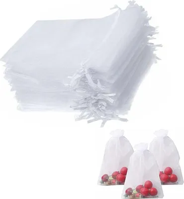 Produktbild von 20 Stück Weiß Organzabeutel, 10 x 15 cm Organzasäckchen Schmuckbeutel