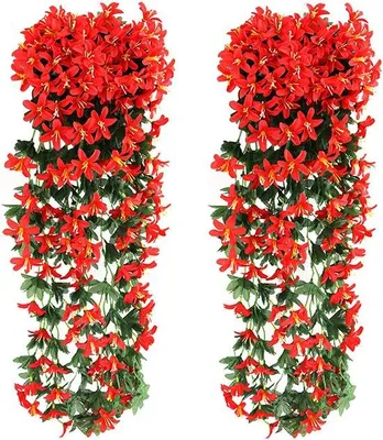 Immagine prodotto di 2 pezzi da 80 cm, gigli artificiali pendenti, fiori in seta, fiori artificiali, pianta pendente rosa per ufficio, feste, casa