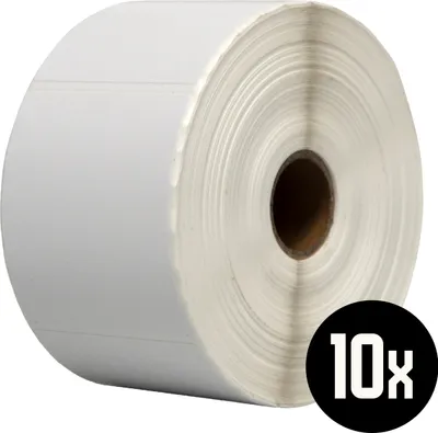 Produktbild von DULA Etiketten - Kompatibel mit Zebra 58x66mm - Weiß - Permanent - 10 Rollen - 1000 Etiketten pro Rolle - Kern 25mm