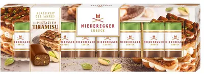 Produktbild von Niederegger Marzipan Klassiker des Jahres 2026 Typ Pistazien Tiramisu 100g, KI-generiertes Bild
