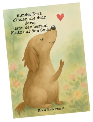 Produktbild von Mr. & Mrs. Panda Postkarte Hund Liebe Design - Weiß - Geschenk, Fotokarte, Sprüche, Hunde, Ansichtskarten, Herz, Ansichtskarte, Postkarten, Grußkarte