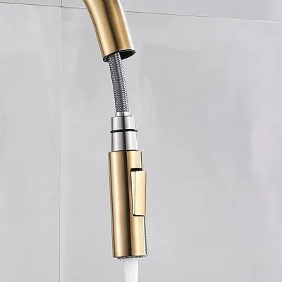 Produktbild von Küchenarmatur - Ausziehbare Brause - 360° Schwenkbar - Einlochmontage - Einhebelmischer - Keramikventil - Messing - Gebürstetes Nickel