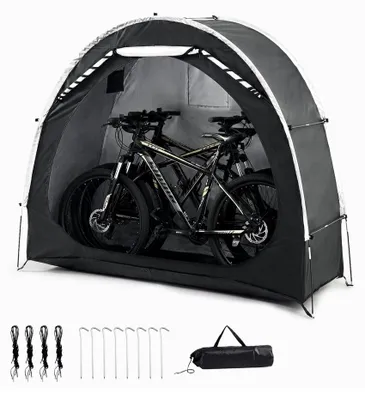 Produktbild von Fahrradunterstand für 2 Fahrräder, wetterfestes Fahrradzelt aus 210D Oxford, Outdoor Garage für Fahrräder, Motorräder und Gartengeräte, Schwarz, 200x100x165CM