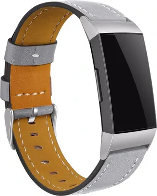 Produktbild von Strap-it Fitbit Charge 3 Armband Leder (glattes Grau)