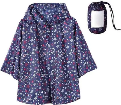 Produktbild von Famanu Regencape für Kinder 1-12 Jahre, wasserfeste Regenjacke mit Kapuze
