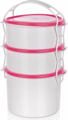 Obrázok produktu pre Jídlonosič plastový Apetit, 3 diely, malinová