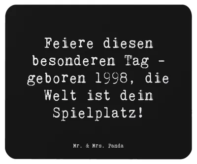 Produktbild von Mr. & Mrs. Panda Mauspad Spruch 1998 Geburtstag - Schwarz - Geschenk, Mouse Pad, Geboren am, Erinnerungen, Geburtstagsgeschenk, Happy Birthday, pc, laptop, Mousepad