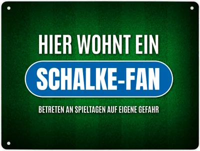 Produktbild von Metallschild XL mit Spruch: Hier wohnt ein Schalke-Fan Schild Blechschild