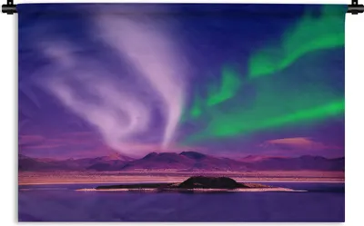 Produktbild von MuchoWow® Wandteppich Wandbehang Nordlichter - Schnee - Natur 90x60 cm Tapisserie Dekoration Wandtuch - Wandskulpturen - Bildteppich