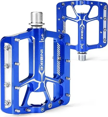 Productafbeelding van Famanu fiets pedalen, CNC-gefreesd - 9/16 inch asdiameter - aluminiumlegering - zwart/rood/blauw